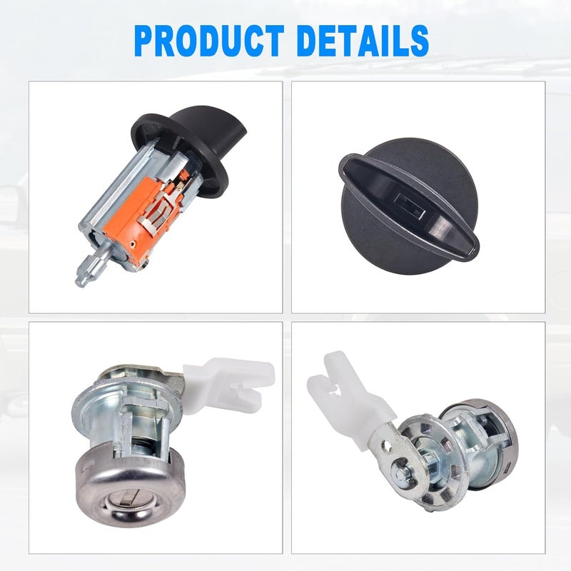 AUTOBABA Ignition Switch Lock Cylinder & 2 Pcs Door Lock Cylinder with Keys Compatible with 1997-2003 Ford F150, 1997-2007 Ford F250 F350, 2000-2005 Excursion Replaces# LC6177 + 2 x DL5885 + 597638 - Image 5
